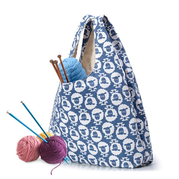 Yarwo Knitting Bag for Yarn and Knitting Needles, Portable Tote Bag for Knitting and Crochet Supplies, Zipper Closure Design, Sheep, Patent Pending