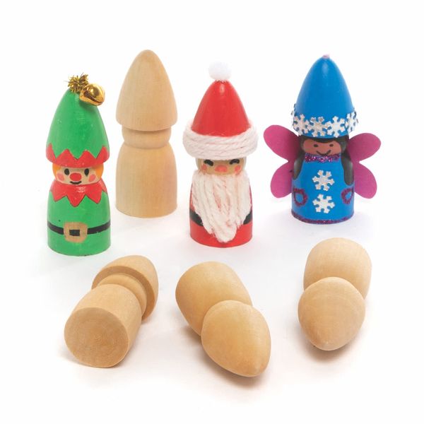 Baker Ross FC225 Weihnachts Elfen aus Holz zum Bemalen - 8er Pack, Holzfiguren für Kinder, Holzbasteleien zum Basteln und Dekorieren, Weihnachtsdekorationen zum Selbermachen
