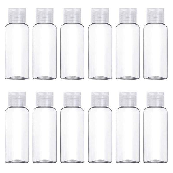 LXHJINRUIYUN 12Pcs Travel Pack for Liquids PET Plastic Bottles with Flip Caps for Sanitizer Cosmetic Lotion Shower Toiletries 30ML