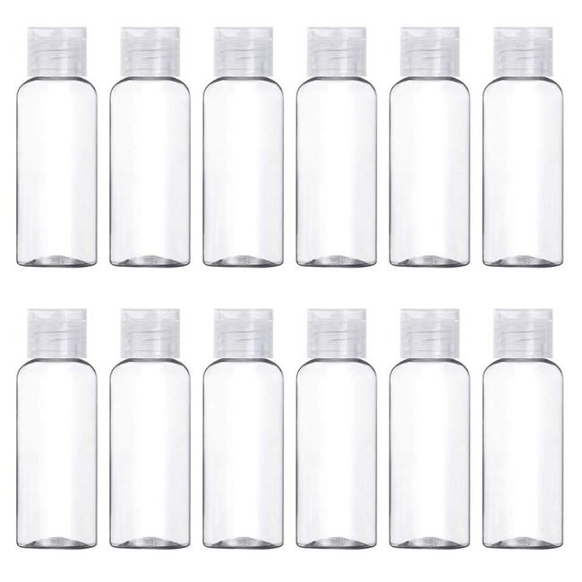 LXHJINRUIYUN 12Pcs Travel Pack for Liquids PET Plastic Bottles with Flip Caps for Sanitizer Cosmetic Lotion Shower Toiletries 30ML