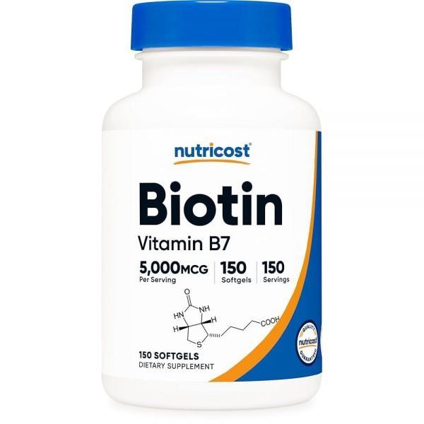 Nutricost Biotin (5 000mcg) Virgin Organic Coconut Oil - 150 Softgels - Gluten Free GMO Free