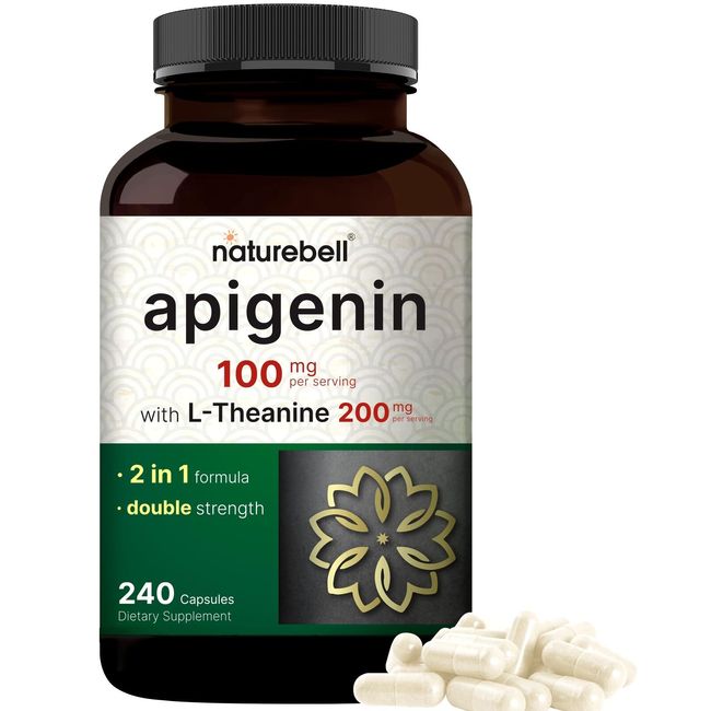 Apigenin 100mg with L-Theanine for Sleep Relaxation Antioxidant 240 Capsules