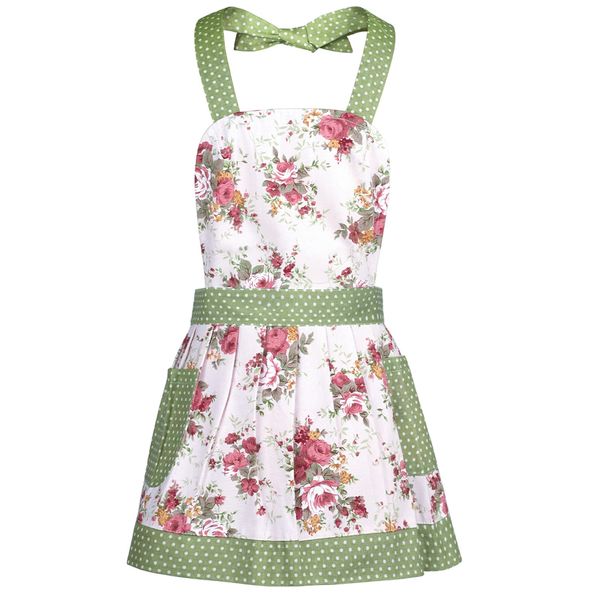 G2PLUS Lovely Girl's Cooking Apron, Pink Cooking Aprons for Girls, Flower Kitchen Aprons with Pockets, Girls Baking Aprons for Daughters Girls