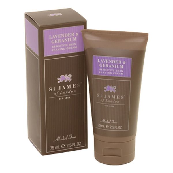 St. James of London Lavender & Geranium Shave Cream Tube, 2.5oz