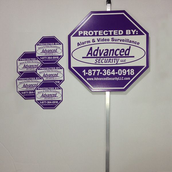 Advanced Security Sign/Sticker 5-Pack w/ Post