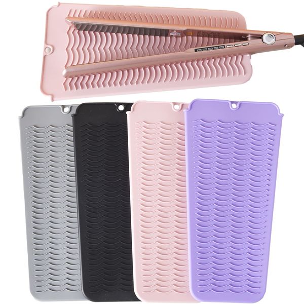 Silicone Heat Resistant Mat Pouch for Hair Straightener Heat Mat for Hair StraightenersHeat Proof Mat for Hair Straighteners Non-Slip Travel Mat Pad for Hot Hair Styling Tools (Purple)
