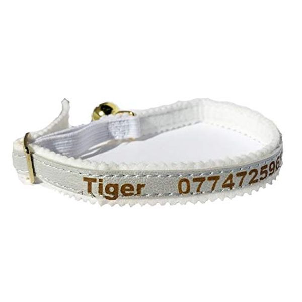Personalised Cat Kitten Collar ID Tag, Laser Engraved, UK Made (Silver)