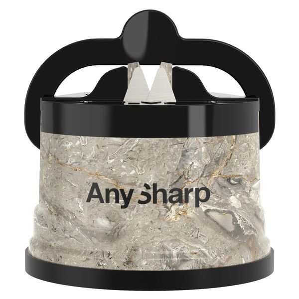 AnySharp Knife Sharpener, Hands-Free Safety, PowerGrip Suction, Safely Sharpens All Kitchen Knives, Ideal for Hardened Steel & Serrated, World's Best, Compact, One Size, Stone Design