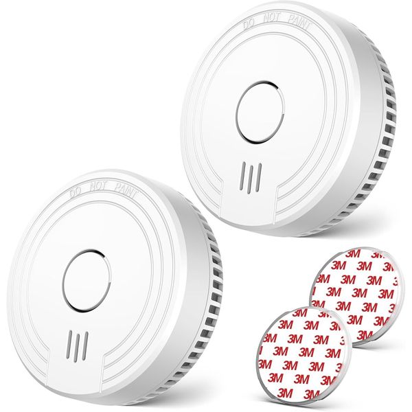 Ecoey  Fire Alarm 9V Battery Operated Smoke Detector with LED Indicator 2PCS