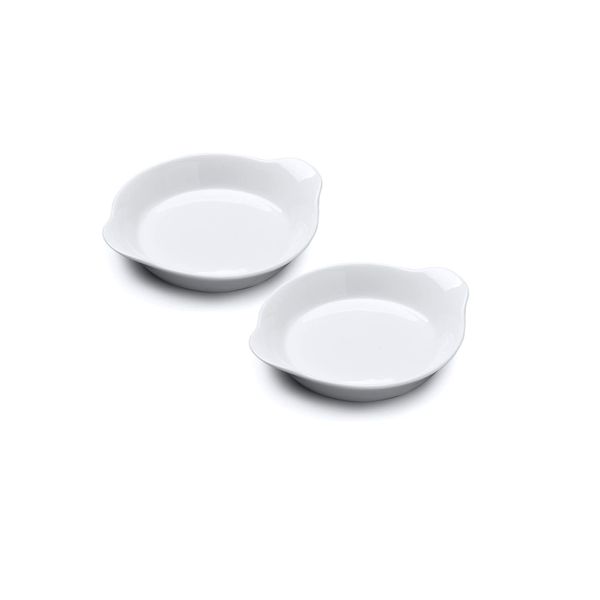 WM Bartleet & Sons 1750 TSET146 Set of 2 Traditional Porcelain Round Gratin, Cooking and Baking Dishes, 15cm – White