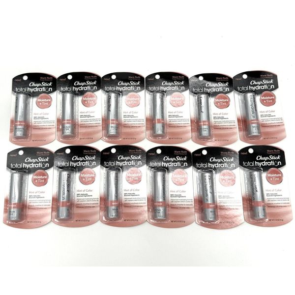 ChapStick Total Hydration Tinted Lip Balm Warm Nude 0.12oz 12 PACK