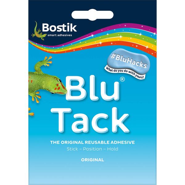 Bostik Blu Tack, Multipurpose Reusable Adhesive, Clean, Safe & Easy to Use, Non-Toxic, Handy Size, Colour: Blue