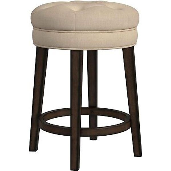 Backless Swivel Counter Stool, Charcoal Gray Finish, soft chair for home