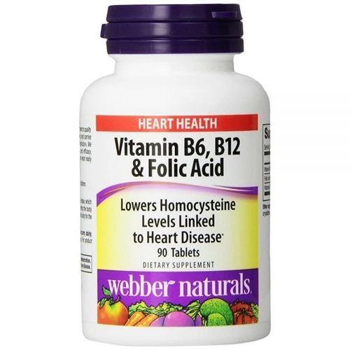 Webber Naturals Vitamin B6 B12 and Folic Acid - 90 Tablets