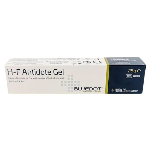 HYDROFLUORIC Acid Burn [ H-F Antidote GEL-25G Tube] Calcium GLUCONATE, Emergency Burn Gel, Frist AID Rapid Treatment and SOOTHES & Cools, CUTS, Scratches,Burns SCALDS, Sunburn