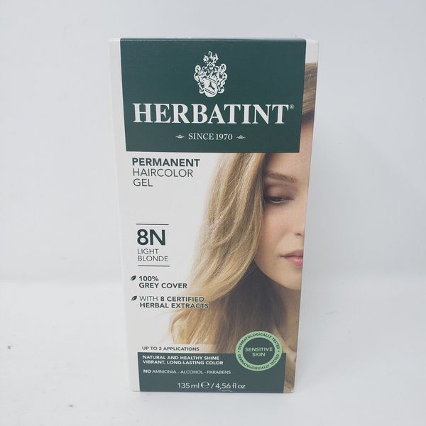 Herbatint Permanent Herbal Hair Color Gel Kit 4.56 Fl Oz #8N LIGHT BLONDE