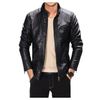 Fairylinks Leather Jacket Men Slim Fit Motorcyle Lightweight ,Black,Large