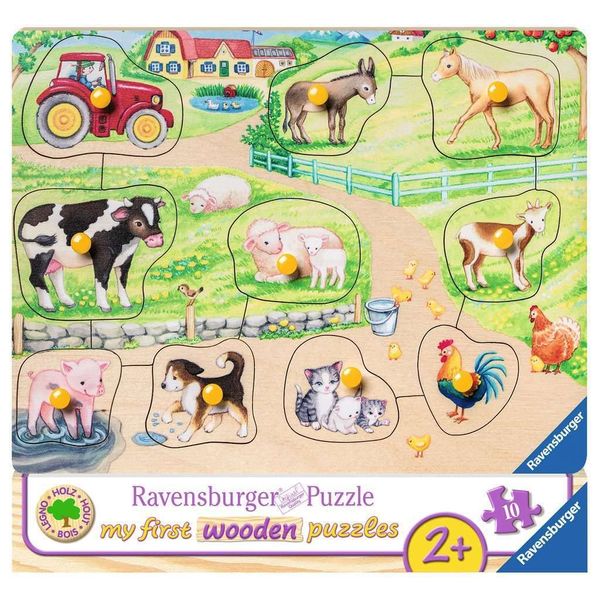 Ravensburger Kinderpuzzle - 03689 Morgens auf dem Bauernhof - my first wooden puzzle mit 10 Teilen - Puzzle für Kinder ab 2 Jahren - Holzpuzzle