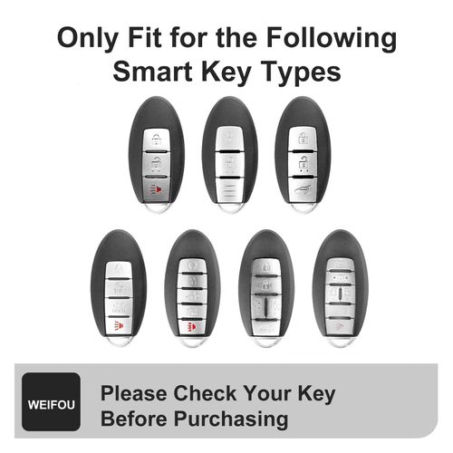 Fit for Nissan Rogue Key Fob Cover 5 Button, 4 Button Smart Key Case for Altima Murano Pathfinder, 3 Button Keys Shells with Carbon Fiber Keychain (RCTMA Silver)
