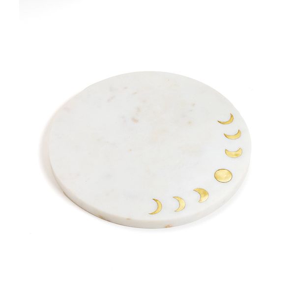 Indukala Moon Phase Cheese Charcuterie Serving Board - Brass & Marble