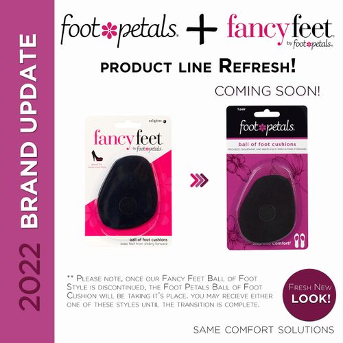 FOOT PETALS Women's Long Lasting Pain Relief, High Heel Insert Metatarsal Pads to Prevent Sliding 1 Pair, Black, One Size