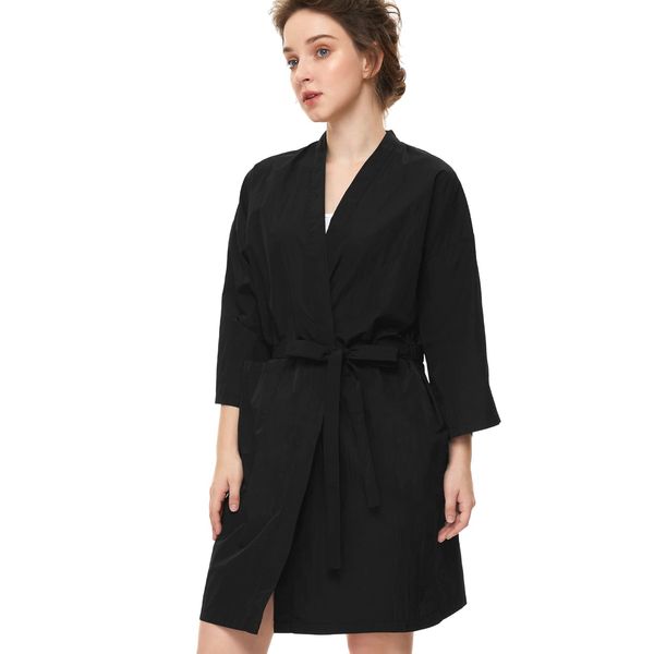 izzycka Hair Color Cape - Salon Client Gown Robes, Large Salon Stylist Smock With Pocket - Waterproof Salon/Spa Wrap -Cutting Robe -Barber Cape for Women/Men - Hairdresser Robe - Kimono Style-Black