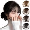 BARSDAR Women's Bangs Wig, 100% Human Hair, Fully Hand Planted, Hair Extensions, Point Wig, Soft and Soft, Ultra Thin, Small Face, One-Touch, Natural, Heat Resistant, With Side (Natural Black)