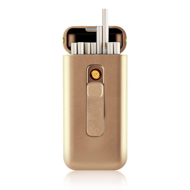 Cigarette Case with Lighter Cigarettes Box Portable 20pcs 100's Slim Cigarettes USB Lighters 2 in 1 Rechargeable Flameless Windproof Electric Lighter (Rose Gold)