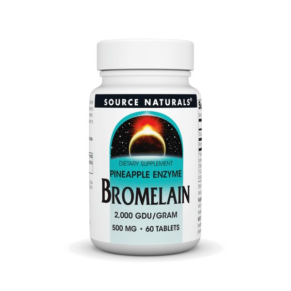 Source Naturals Bromelain, 2,000 GDU/Gram, Pineapple Enzyme, 500 MG - 60 Tablets