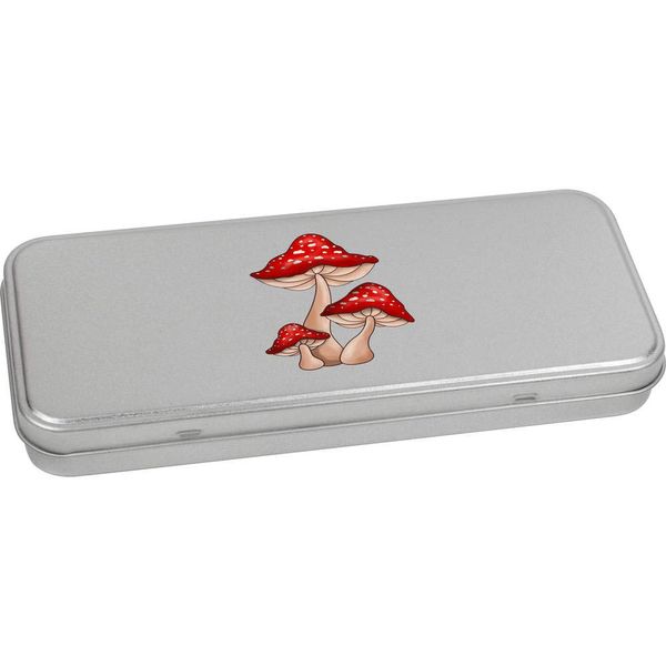 Azeeda 'Toadstools' Metal Hinged Stationery Tin/Storage Box (TT00107494)