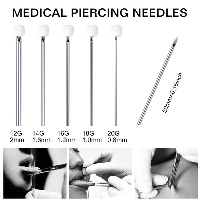 Sterile surgical steel disposable piercing needle