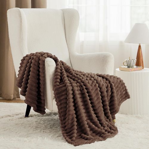 Bedsure Fondue Fudge Fleece Blanket for Couch - GentleSoft Cozy Soft Blankets for Women, Cute Small Throws for Girls, 60x80 Inches