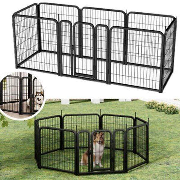 Pet Playpen Outdoor 8 Panel Dog Fence Small Animals Pet Puppy Playpen Camping US