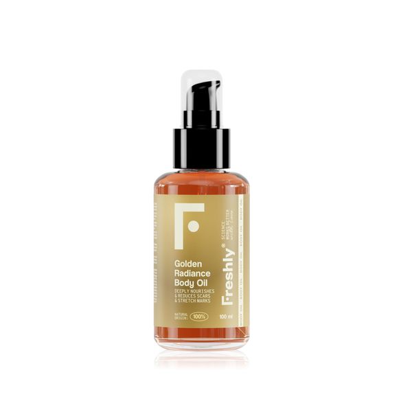 Freshly Cosmetics olio corpo idratante Golden Radiance Body Oil. Olio per smagliature in gravidanza. 100ml.