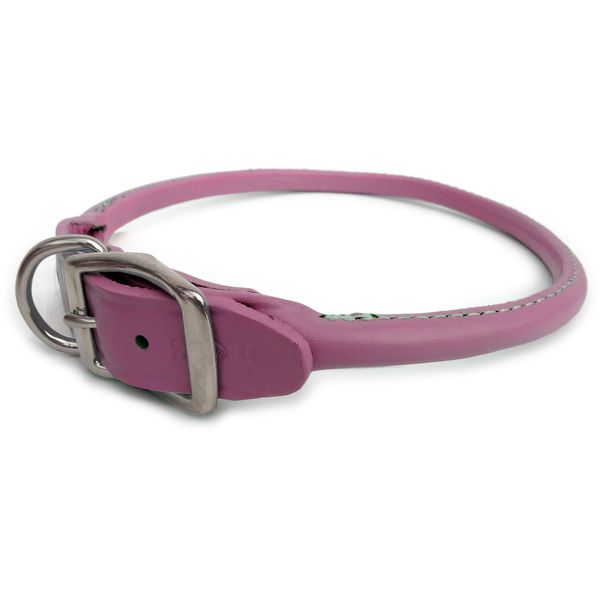 Auburn Leathercrafters Rolled Dog Collar - Pink - 12