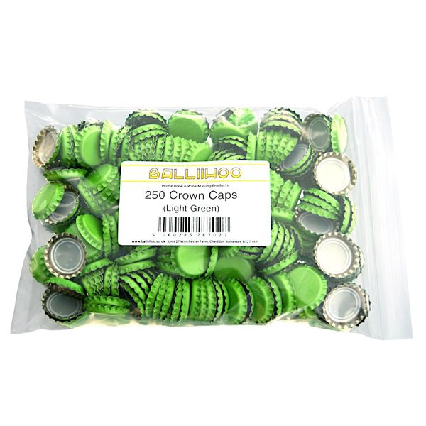 BALLIIHOO Pack of 250 Crown Bottle Caps - Light Green