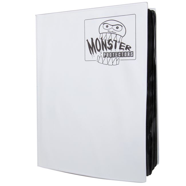Monster 9 Pocket Matte White Trading Card TCG Mega Binder w 40 Pages- Twice as Large- Hard Cover Album Holds 720 Cards- Anti-Theft Side Loading Pockets- Best Storage Case MTG Magic