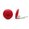 Idin Jewellery - Plain Red Acrylic Round Button Clip on Earrings
