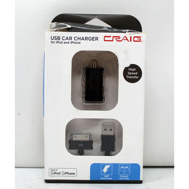 Craig USB Car Charger For Ipod & Iphone Black
