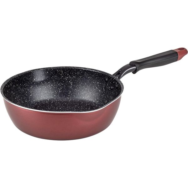 Wahei Freiz Neo RB-1747 Mega Fukka Deep Frying Pan, Like a Pot, 10.2 inches (26 cm), Induction Heat/Gas Compatible, Quick Marble, Fluororesin Treatment to Edges, Bake, Boil, Simmer, Fry