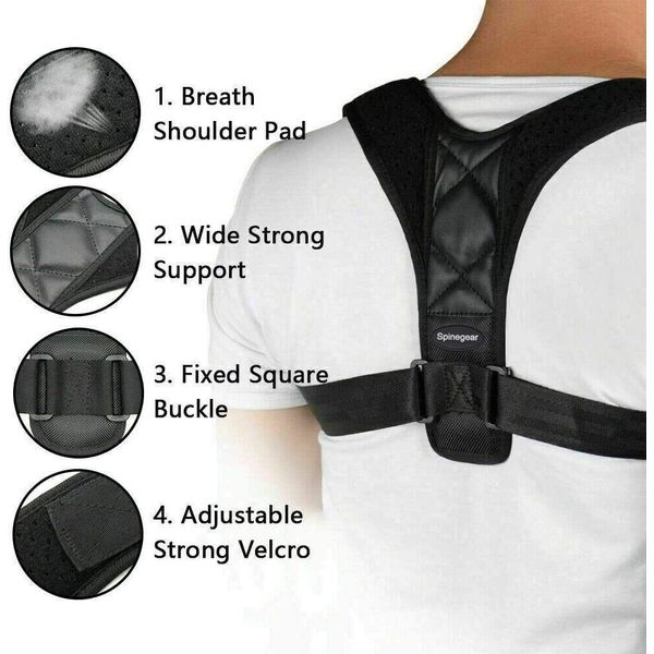 Posture Corrector Straightener Upper Shoulder Back Support Brace Belts,Slouch Corrector Adjustable Shoulder Posture Pain Relief for Women & Men