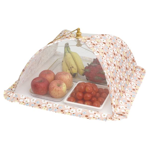 DEWEL Food Cover, Washable, Table Cover, Foldable, Kitchen Umbrella, Square, Dust Repellent, Fly Protection, Insect Repellent, Net, Fly Net, Dining Table, Tableware, Food, Mosquito Net, 16.5 x 16.5