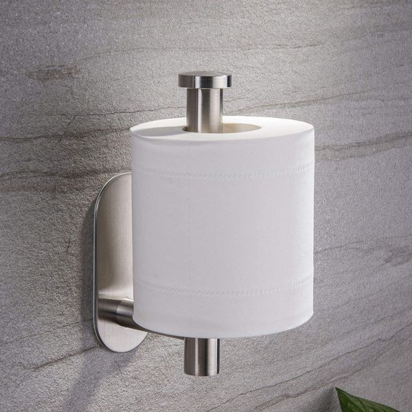 Toilet Roll Holder Self Adhesive - Toilet Paper Holder for Bathroom Stick on Wall Stainless Steel Brushed by ZUNTO