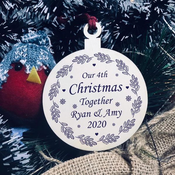 Our 4th Christmas Together PERSONALISED Tree Decoration Couple Gift Keepsake