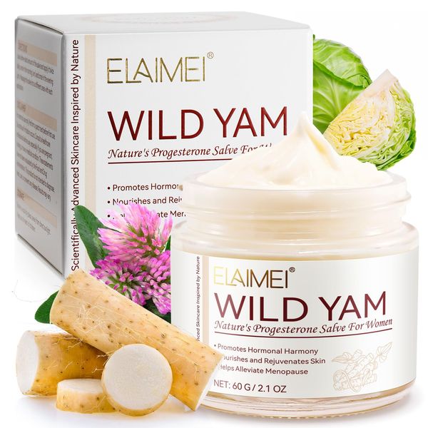 Wild Yam Cream, Menopause and Hormone Balance Organic Yam Cream for Women, Wild Yam Root Cream Skin Moisturizer, Relief for Dry Skin, 60 ML