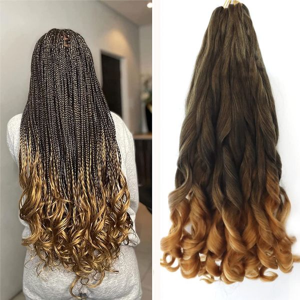 French Curly Braiding Hair 22 Inch 8Pack/lot Loose Wavy Spiral Curl Braids Crochet Hair Deep Wave Synthetic Extensions Pre Stretched Bouncy Braiding Hair(T27#)