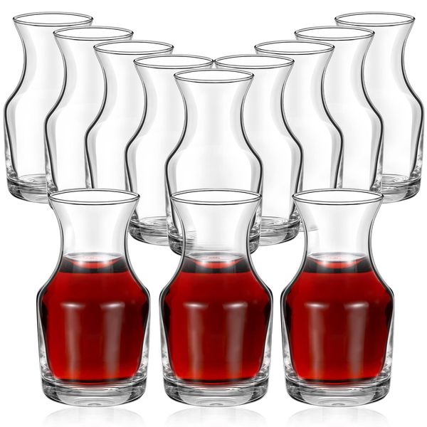 Single Serving Wine Carafe Glass Mini Carafe Individual Wine Decanter Small Carafe for Wine Dinner Parties Tastings Bars Restaurants（12 Pack, 6.5 oz)