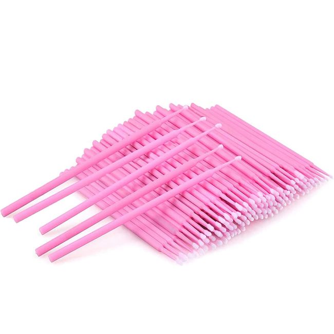 200pcs Micro Applicator Brushes, Pink Disposable Micro Brushes Make Up Micropore Brushes Microbrush Applicators for Eyelash Extensions