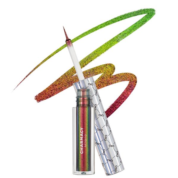 CHARMACY Chameleon Glitter Liquid Eyeliner, Metallic Shift Color Shift Liner, Highly Pigmented, 24H Long Lasting, Waterproof and Anti-Smudge, Ultra-Fine Tip (#905)