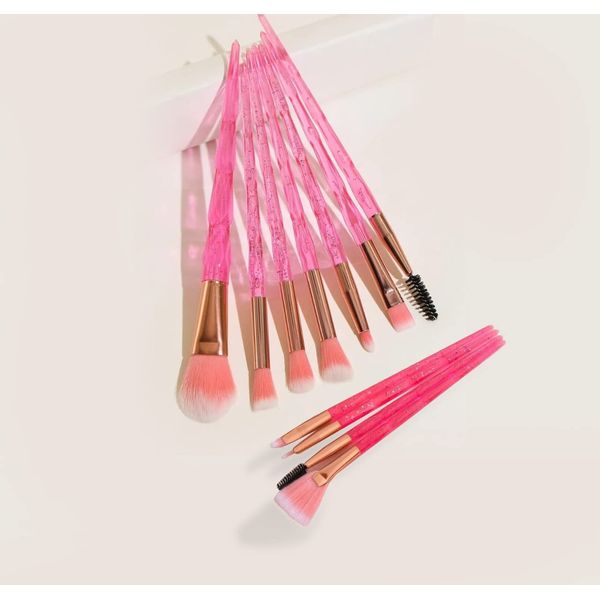 10Pcs Makeup Brush Crystal Cosmetic Eyebrow Shadow Lip Pencil Blush Brushes Tool set